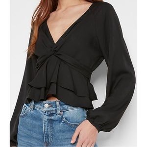 EXPRESS Twist Front Tiered Ruffle Peplum Top